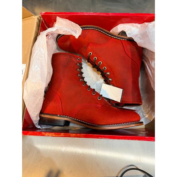 Justin McKean Red Water Buffalo 7” Women’s Roper Toe size 9 B NWT - Picture 3 of 8